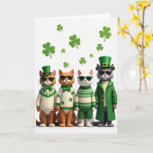 Shamrock Cats Pattern Holiday Card Kaart (Gele Bloem)