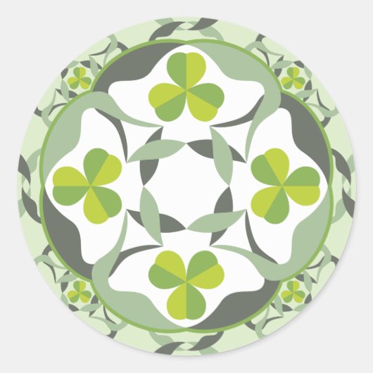 Shamrock Celtic geïnspireerd Pattern St. Patrick's Ronde Sticker (Voorkant)