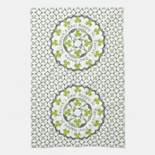 Shamrock Celtic geïnspireerd Pattern St. Patrick's Theedoek (Verticaal)