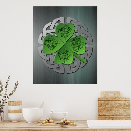 Shamrock - Celtic Knot - 4 Evangelisten Poster (Keuken)