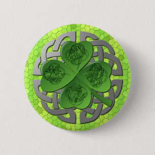 Shamrock - Celtic Knot - 4 Evangelisten Ronde Button 5,7 Cm