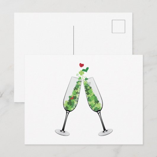 Shamrock Champagne Briefkaart (Voorkant / Achterkant)