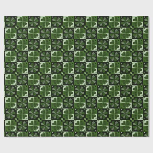 Shamrock Checkerboard Patroon Cadeaupapier (Vlak)