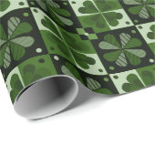 Shamrock Checkerboard Patroon Cadeaupapier (Rol Hoek)