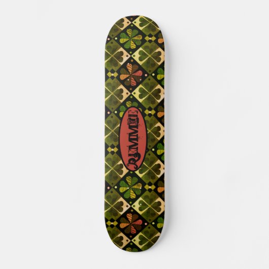 Shamrock Checkerboard Patroon Persoonlijk Skateboard (Voorkant)