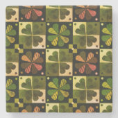 Shamrock Checkerboard Patroon Stenen Onderzetter (Voorkant)