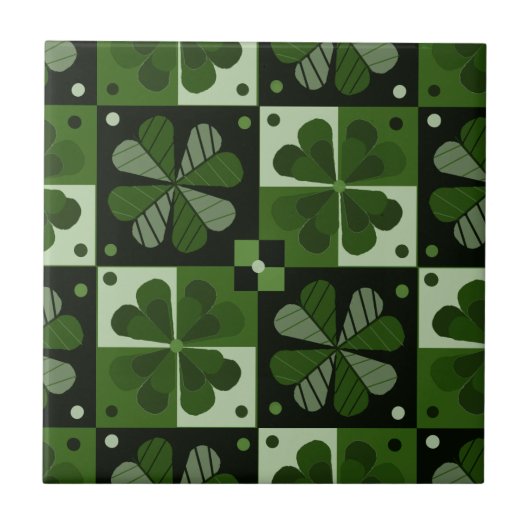 Shamrock Checkerboard Patroon Tegeltje (Voorkant)