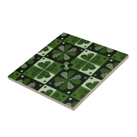 Shamrock Checkerboard Patroon Tegeltje (Zijkant)