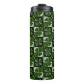Shamrock Checkerboard Patroon Thermosbeker (Voorkant)