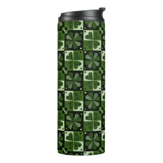Shamrock Checkerboard Patroon Thermosbeker (Gedraaid links)