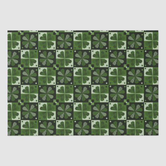 Shamrock Checkerboard Patroon Tissuepapier (Voorkant)