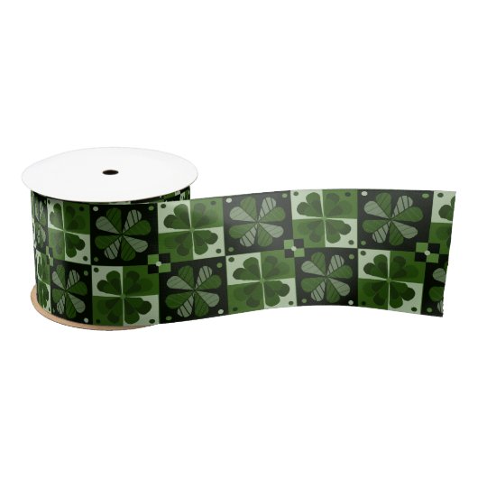 Shamrock Checkerboard Satijnen Lint (Spoel)