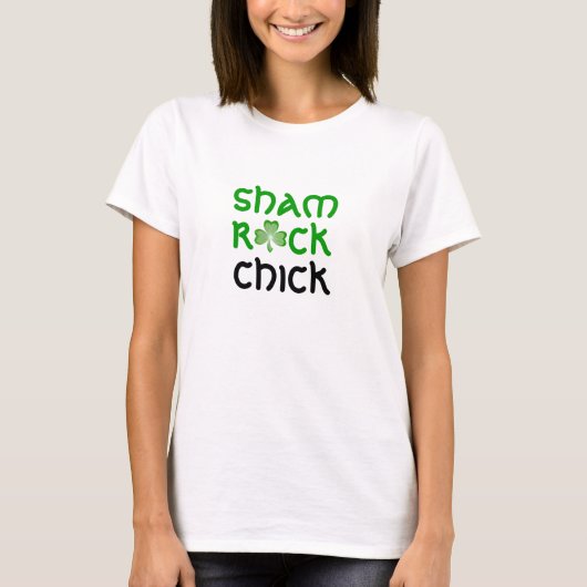 Shamrock Chick shamrock womens t shirt white (Voorkant)