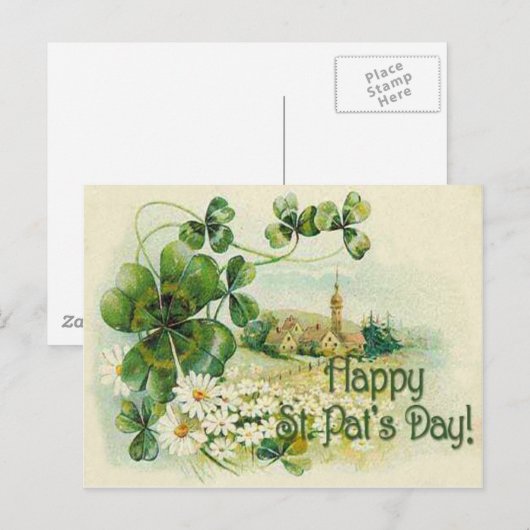  Shamrock Church Village St Patrick's Day C Briefkaart (Voorkant / Achterkant)