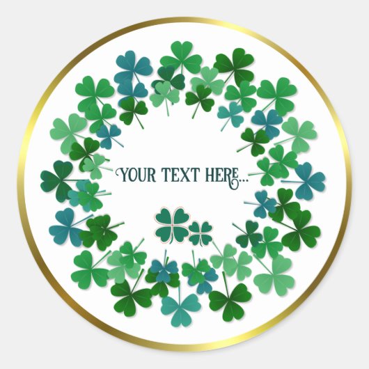 Shamrock Circle Custom Text Classic Round Sticker (Voorkant)