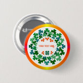 Shamrock Circle Custom Text Classic Round Sticker Ronde Button 5,7 Cm (Voorkant /achterkant)