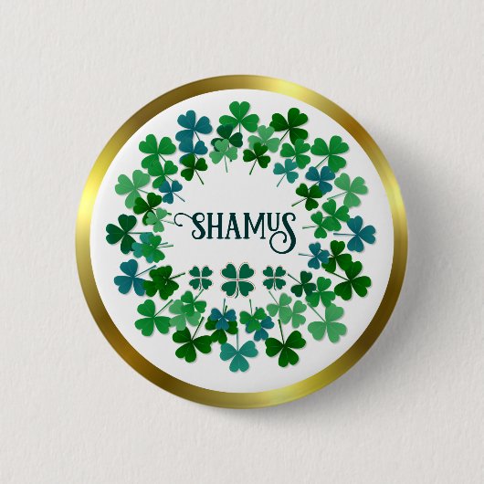 Shamrock Circle Custom Text Classic Round Sticker Ronde Button 5,7 Cm (Voorkant)