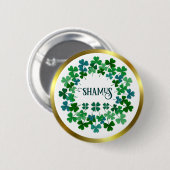 Shamrock Circle Custom Text Classic Round Sticker Ronde Button 5,7 Cm (Voorkant /achterkant)