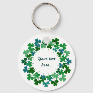 Shamrock Circle Custom Text Key Ring Sleutelhanger