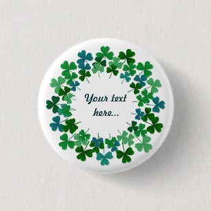 Shamrock Circle Custom Text Ronde Button 3,2 Cm
