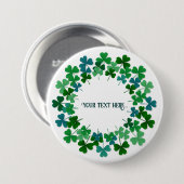 Shamrock Circle Custom Text Ronde Button 7,6 Cm (Voorkant /achterkant)