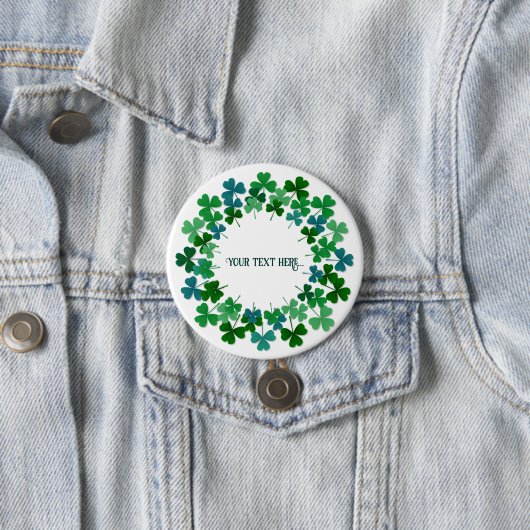 Shamrock Circle Custom Text Ronde Button 7,6 Cm (In situ)