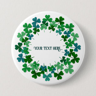 Shamrock Circle Custom Text Ronde Button 7,6 Cm