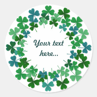 Shamrock Circle  Custom Text Ronde Sticker