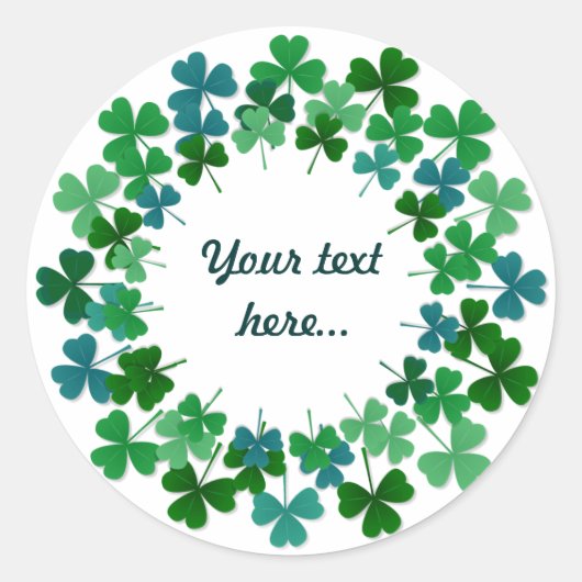 Shamrock Circle Custom Text Ronde Sticker (Voorkant)