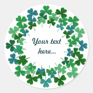 Shamrock Circle Custom Text Ronde Sticker