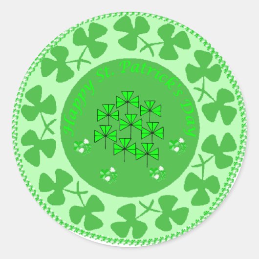 Shamrock Circle Ronde Sticker (Voorkant)