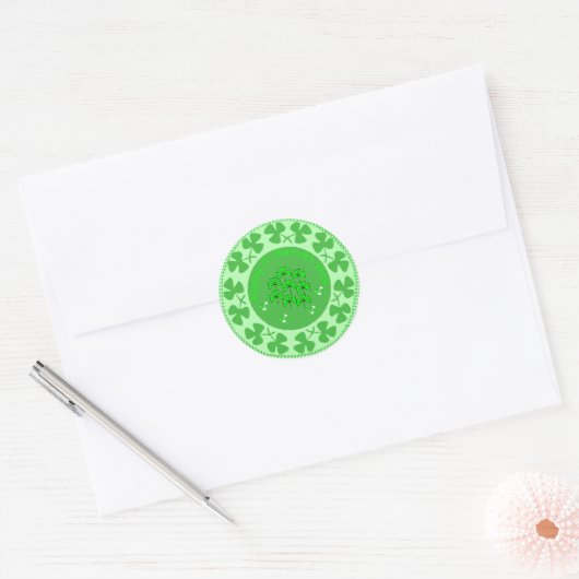 Shamrock Circle Ronde Sticker (Envelop)