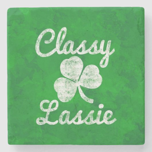  Shamrock Classy Lassie St. Patricks Day Stenen Onderzetter (Voorkant)