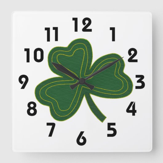 Shamrock Clock Vierkante Klok (Voorkant)