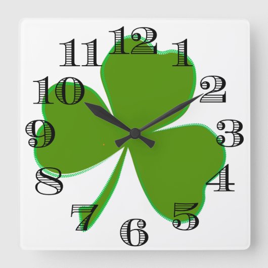 Shamrock Clock Vierkante Klok (Voorkant)