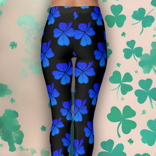 Shamrock Clover Blue Pattern St. Patrick's Day Leggings