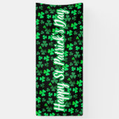 Shamrock Clover Custom Text St Patrick's Day Party Spandoek (Verticaal)
