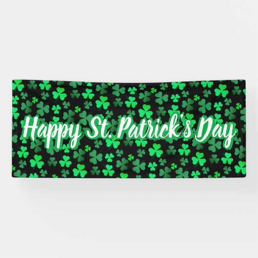 Shamrock Clover Custom Text St Patrick's Day Party Spandoek (Horizontaal)