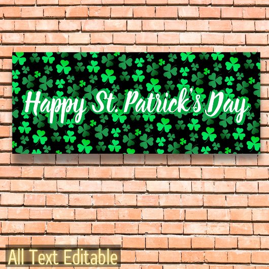 Shamrock Clover Custom Text St Patrick's Day Party Spandoek