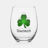 Shamrock Clover Design Stemless wijnglas Wijnglas Zonder Voet (Voorkant)
