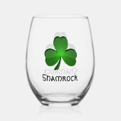 Shamrock Clover Design Stemless wijnglas Wijnglas Zonder Voet (Achterkant)