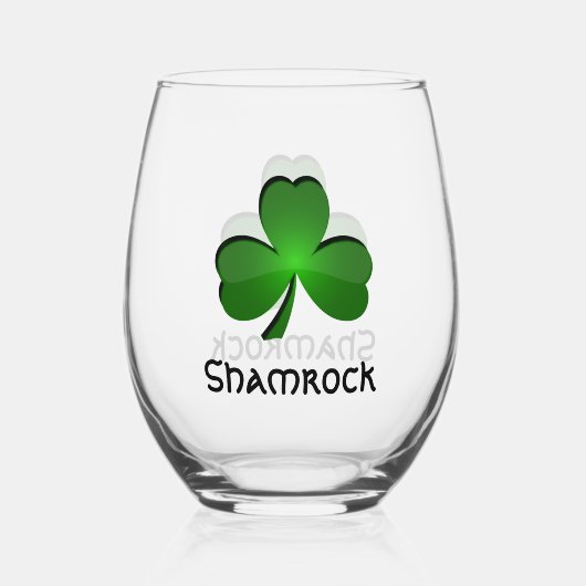 Shamrock Clover Design Stemless wijnglas Wijnglas Zonder Voet (Achterkant)