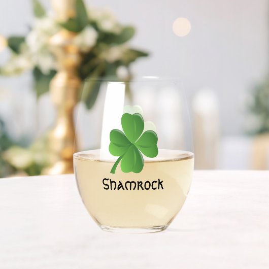 Shamrock Clover Design Stemless wijnglas Zonder Voet (Insitu (Huwelijk))