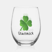 Shamrock Clover Design Stemless wijnglas Zonder Voet (Voorkant)