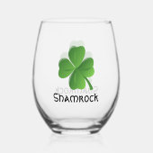 Shamrock Clover Design Stemless wijnglas Zonder Voet (Achterkant)