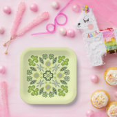 Shamrock Clover Floral Mandala Geel Papieren Bordje (Feest)