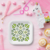 Shamrock Clover Floral Mandala Wit Papieren Bordje (Feest)