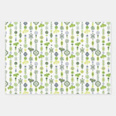 Shamrock Clover Floral Minimalist Blauw Inpakpapier Vel (Voorkant)