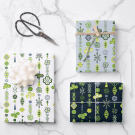 Shamrock Clover Floral Minimalist Blauw Inpakpapier Vel