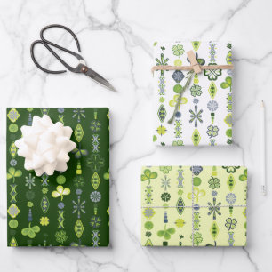 Shamrock Clover Floral Minimalist Green Inpakpapier Vel